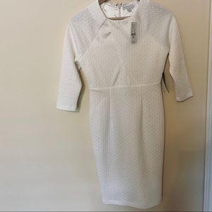 New York & Co. White 3/4 Sleeve Career Dress